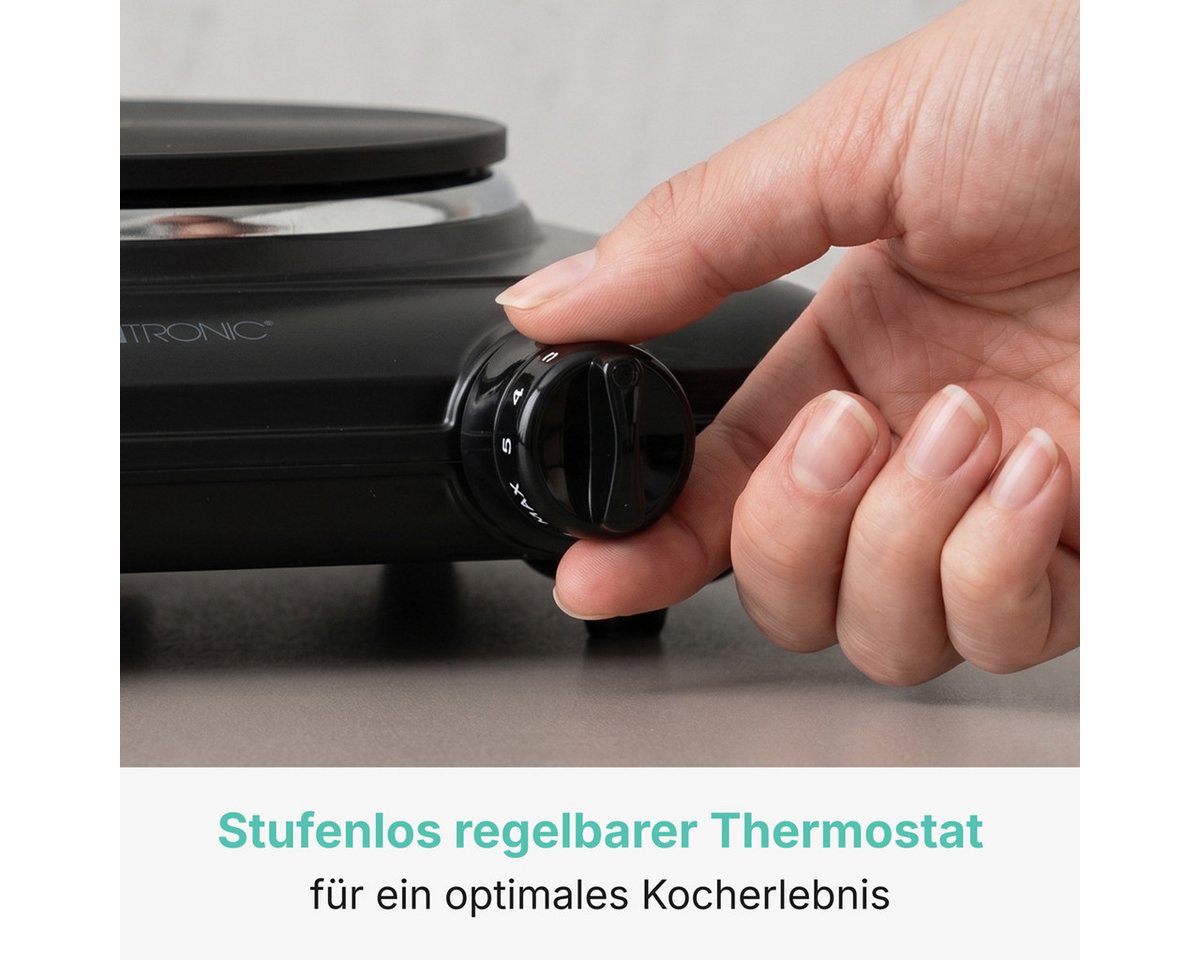 CLATRONIC Einzelkochplatte EKP 3582, für Camping, Küche, Büro, 1500W, Ø ca. 180 mm Bild 2