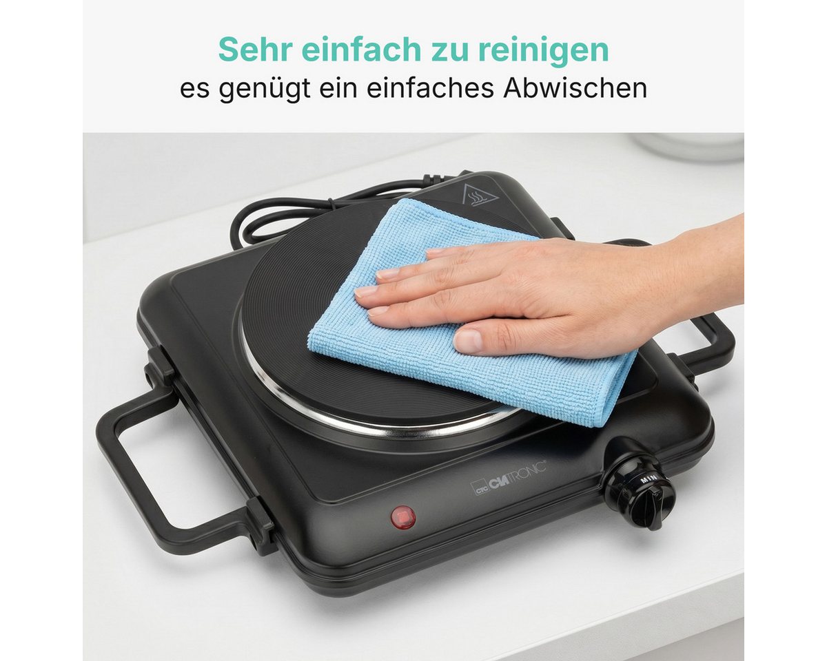 CLATRONIC Einzelkochplatte EKP 3582, für Camping, Küche, Büro, 1500W, Ø ca. 180 mm Bild 5