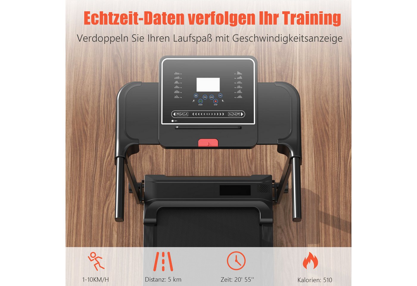 Favofit Laufband 3-in-1 Faltbares Laufband, 1–10 km/h, 2,5 PS Peak, 12 Programme Bild 5