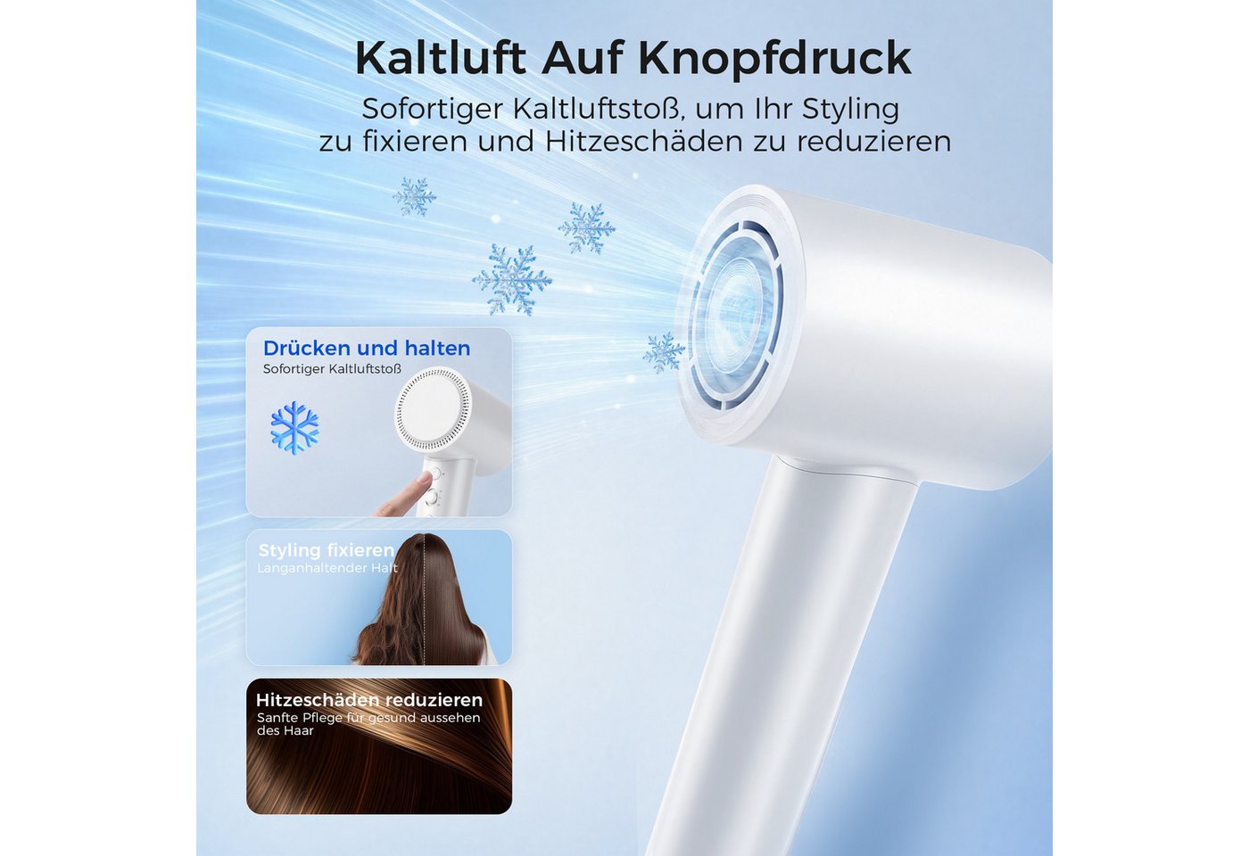 Teendow Haartrockner T761-B Föhn Ionen mit Diffusor 1600W Kaltluft Hochgeschwindigkeit, 1600 W, Magnetdüse, Diffusor, Ionen-Technologie, Leise Betriebslautstärke, Schnelltrocknung Bild 5