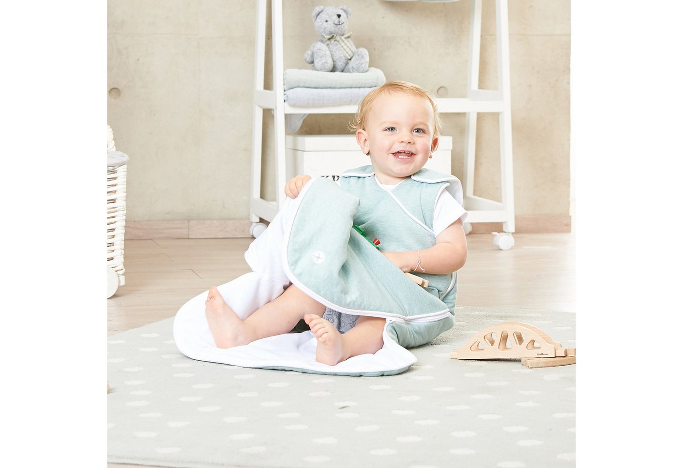 Nordic Coast Company Babyschlafsack, mitwachsend & atmungsaktiv I waschbar I Baumwolle I Grau