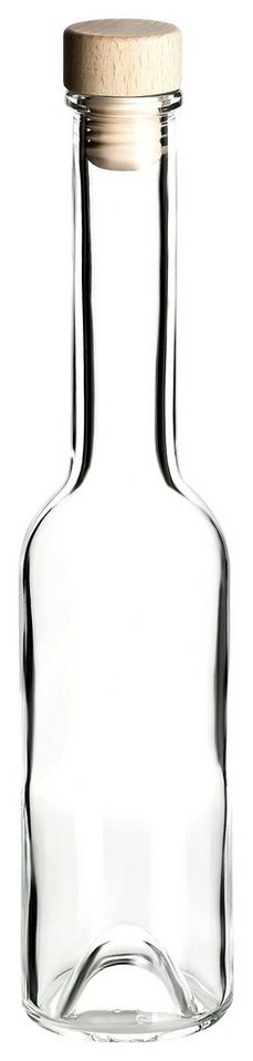gouveo Trinkflasche Glasflaschen 200 ml Sinfonie mit Korken - Kleine Flasche 0,2 l, 24er Set, Holzgriffkorken