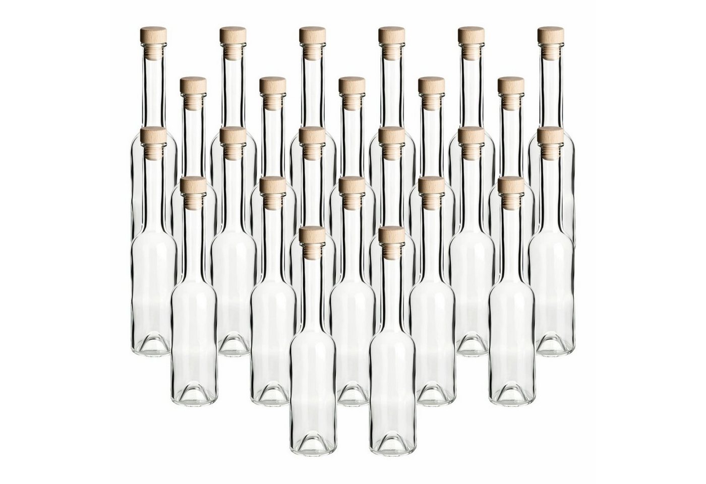 gouveo Trinkflasche Glasflaschen 200 ml Sinfonie mit Korken - Kleine Flasche 0,2 l, 24er Set, Holzgriffkorken Bild 4
