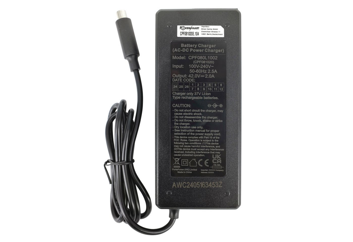 PowerSmart Batterie-Ladegerät (2A 42V für STREETBOOSTER One,STREETBOOSTER Two)