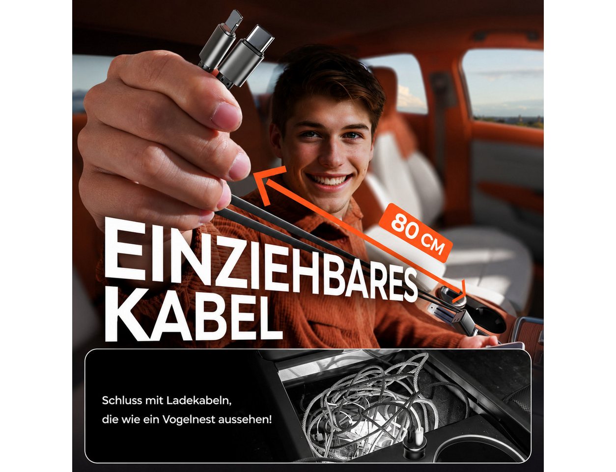 AIMAX Zigarettenanzünder USB C Auto Ladegerät 4in1, 30W, Grau KFZ-Netzteil (Handy KFZ Ladegerät, KFZ USB C Adapter und Auto Schnellladegerät) Bild 3