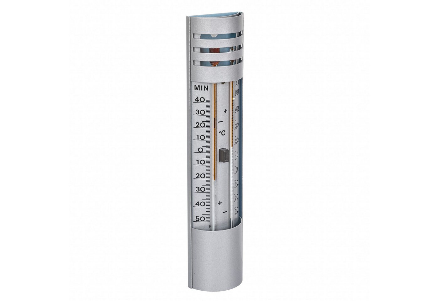TFA Dostmann Raumthermometer Maxima-Minima-Thermometer aus Aluminium silber, Zeigt aktuelle hoechste und tiefste Temperatur an Bild 3