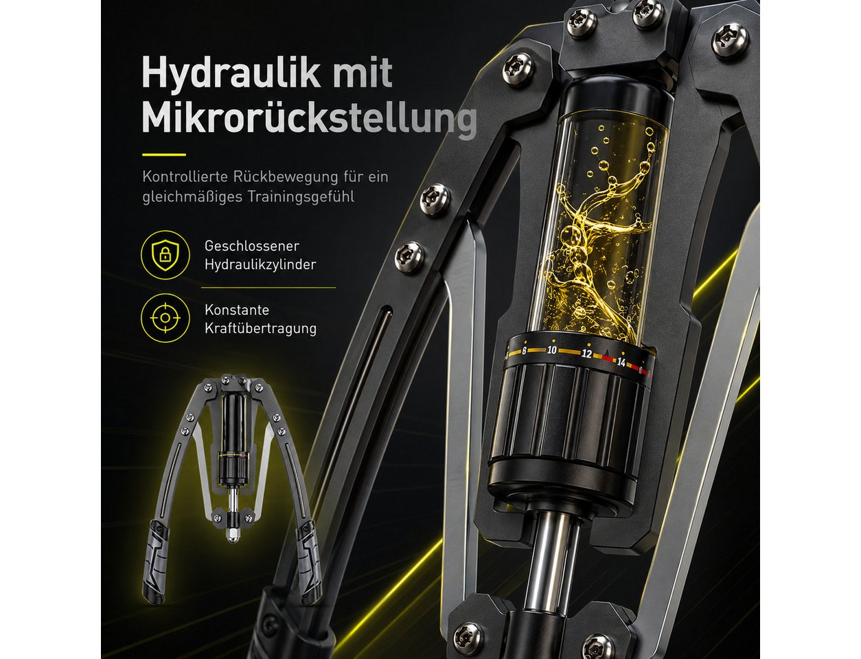 OYLCDI Handmuskeltrainer Hydraulischer Armtrainer 10–200 kg (stufenlos verstellbarer Brusttrainer aus Carbonstahl, für Brust, Arme, Schultern & Rücken)