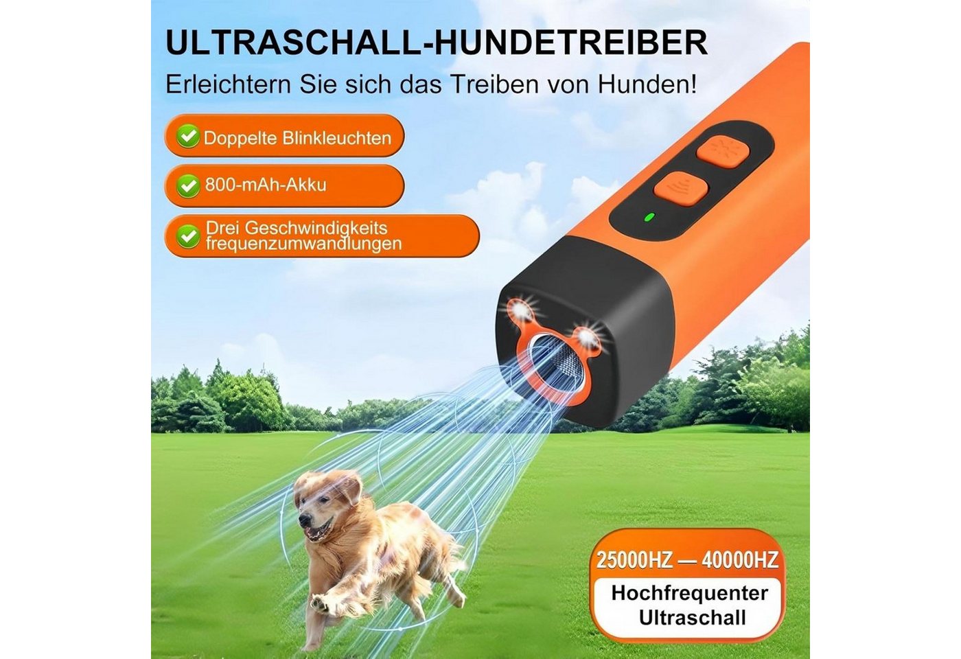 FELIXLEO LED Taschenlampe Ultraschall Hundeabwehr,wiederaufladbar, LED-Taschenlampe,3 Frequenzen (1-St) Bild 5