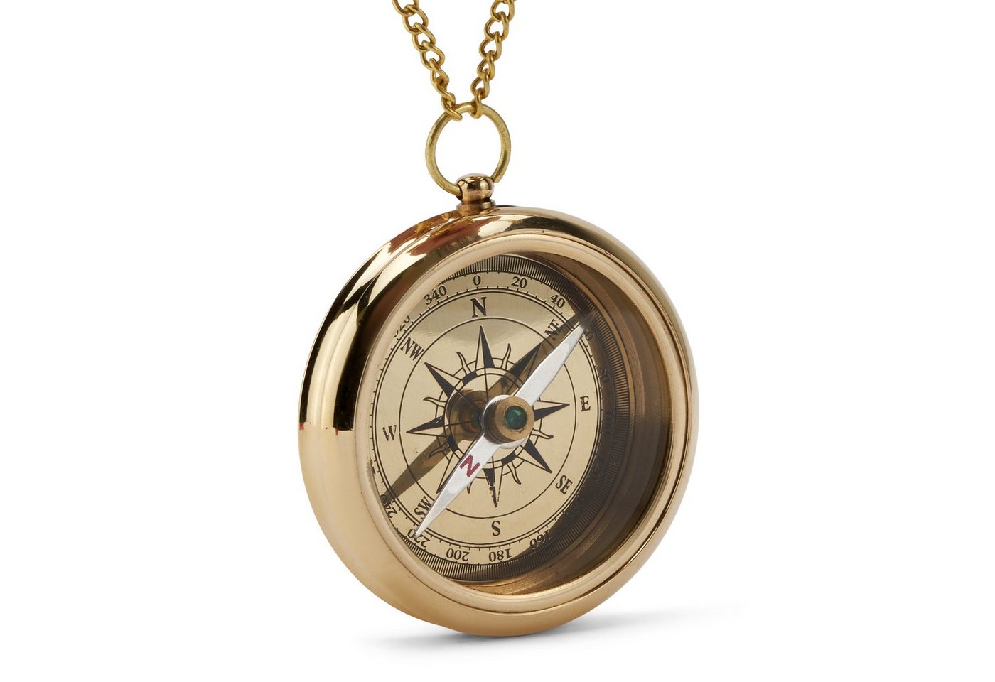 NKlaus Kompass Maritim 6cm Kompass mit Kette aus Messing gold Taschenkompass Navigati Bild 2