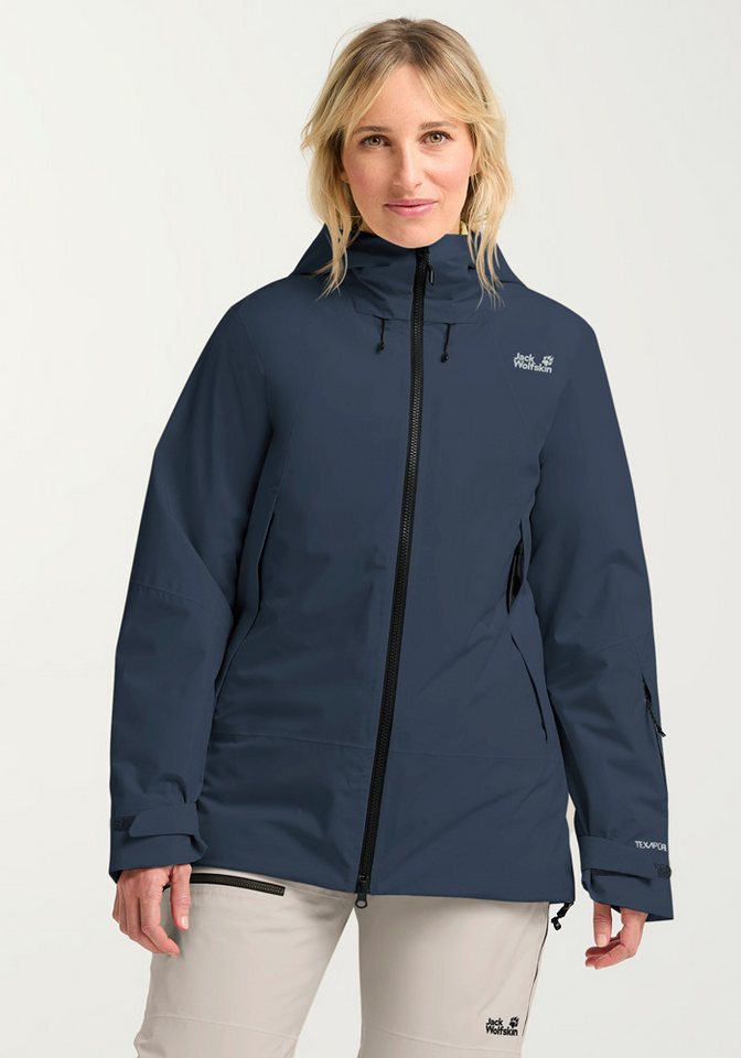 Jack Wolfskin Skijacke FLOWLINE PRO 2L INS JKT W mit abnehmbarem Schneefang, etwas länger geschnitten