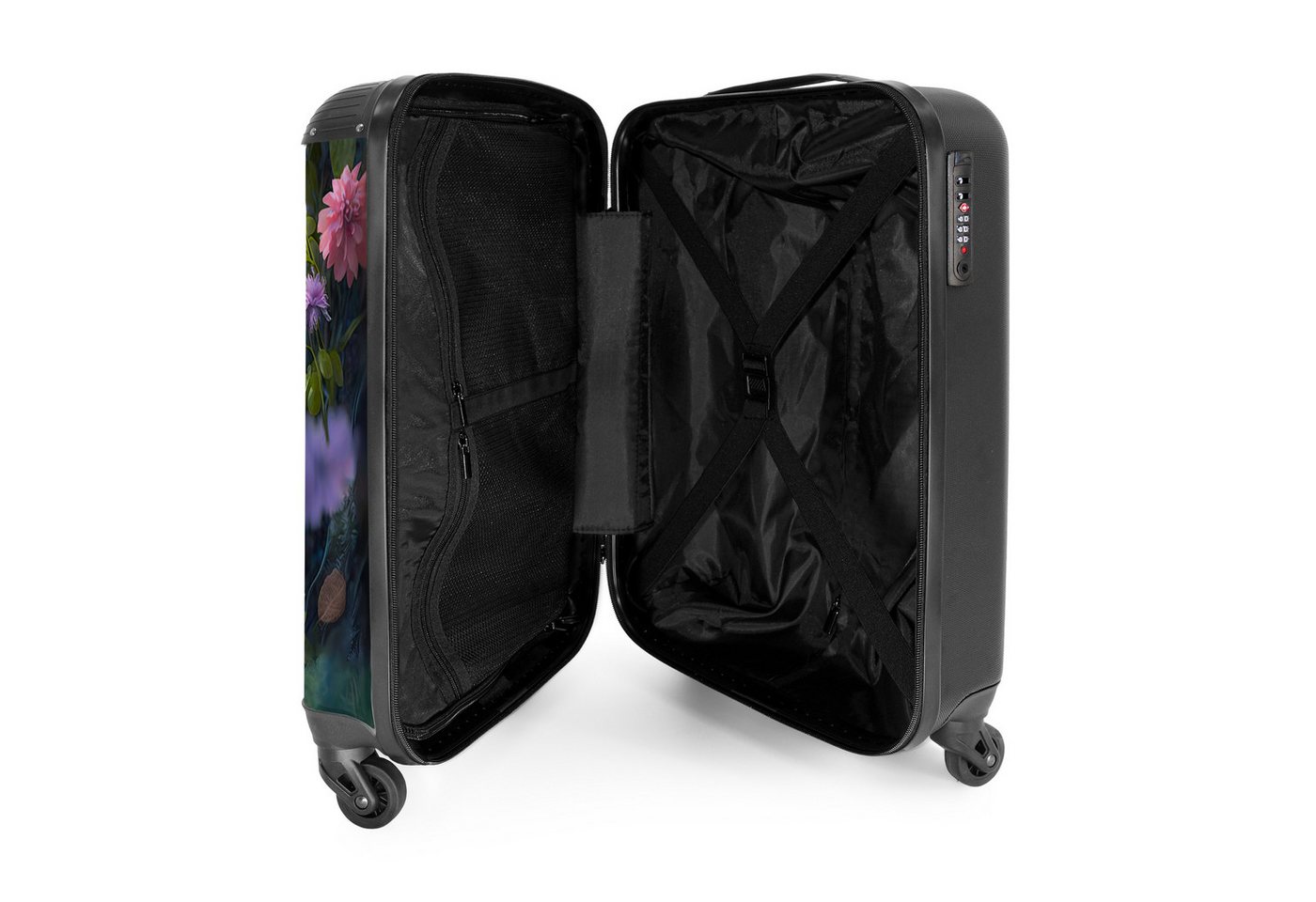 NoBoringSuitcases.com© Kinderkoffer Kätzchen - Blumen - Wald - Illustration - Katze 55x35x20cm, Reisetasche mit Rollen, Koffer Handgepäck Flugzeug Bild 5