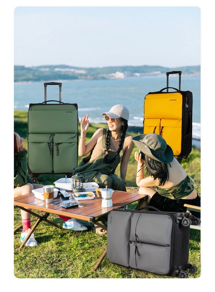 NEWCOM Trolleyset Design Kofferset Stoffkoffer/ Weichschalenkoffer Set, 4 Rollen, (Größen L/M/XS, 3 tlg., Grau Erweiterbar Reisekoffer), Super Leicht, Haltbar Weichgepäck Bild 2