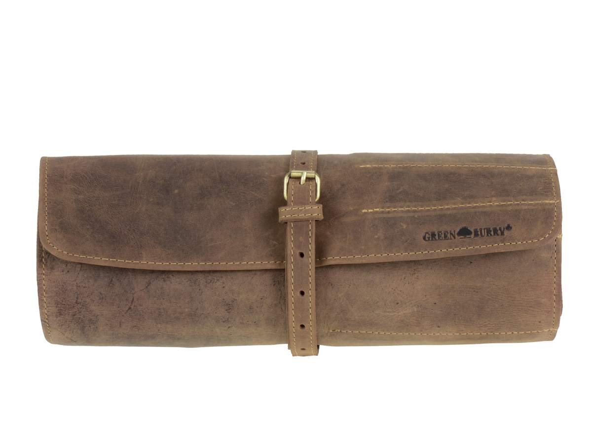 Greenburry Werkzeugtasche Vintage Leder mit 13 Fächern Rolltasche ungefüllt, Werkzeugrolle, Rolltasche, 13 Fächer, Antikleder Bild 2