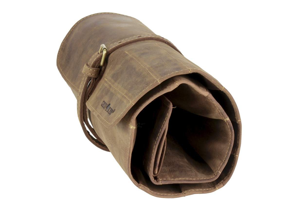 Greenburry Werkzeugtasche Vintage Leder mit 13 Fächern Rolltasche ungefüllt, Werkzeugrolle, Rolltasche, 13 Fächer, Antikleder Bild 5