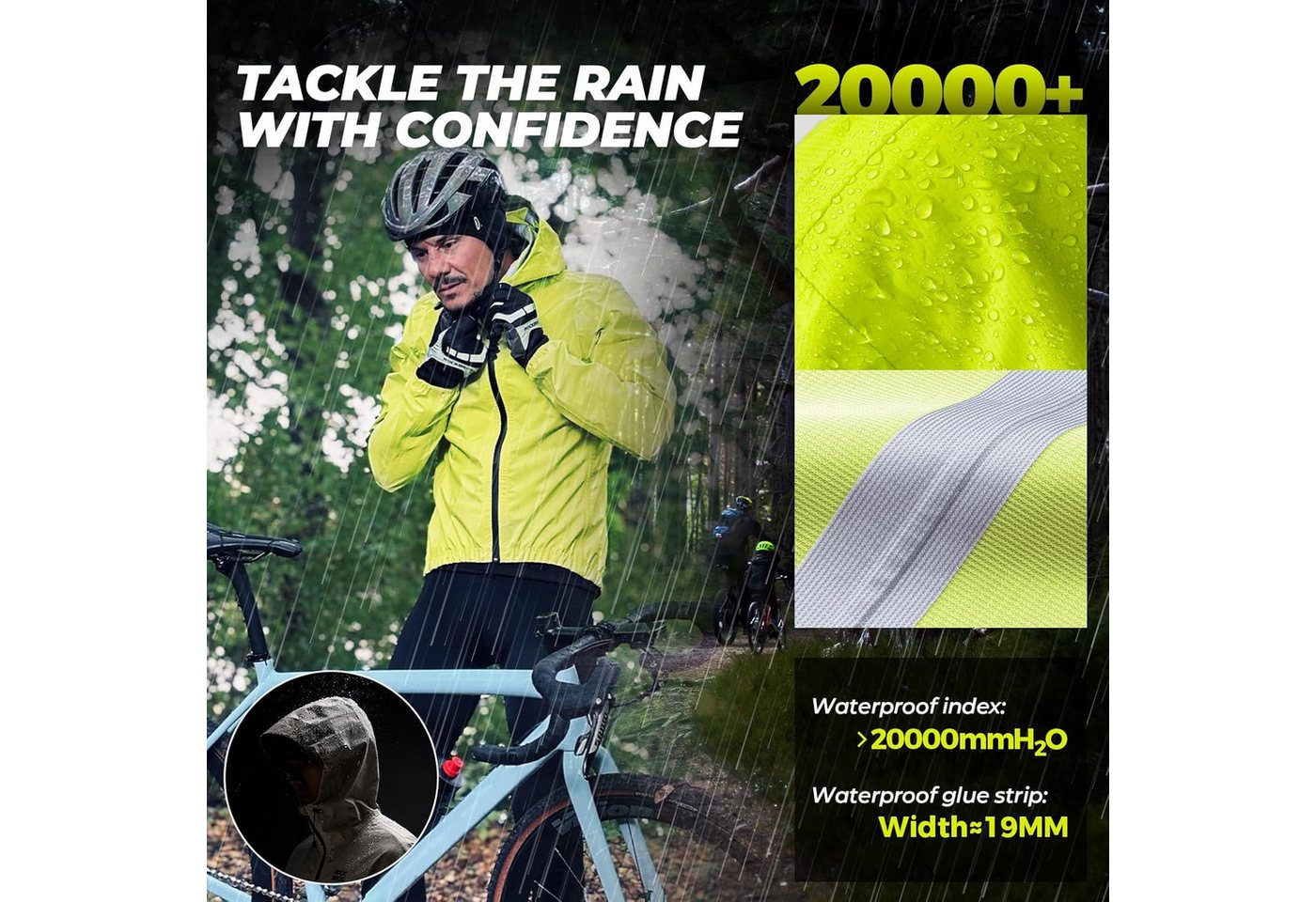 ROCKBROS Regenmantel Atmungsaktive wasserdichte Regenjacke für Damen und Herren