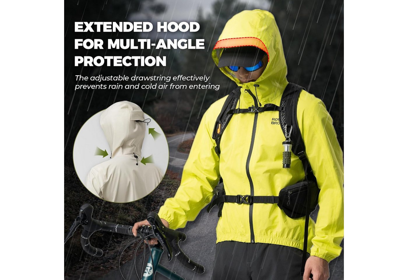 ROCKBROS Regenmantel Atmungsaktive wasserdichte Regenjacke für Damen und Herren Bild 4