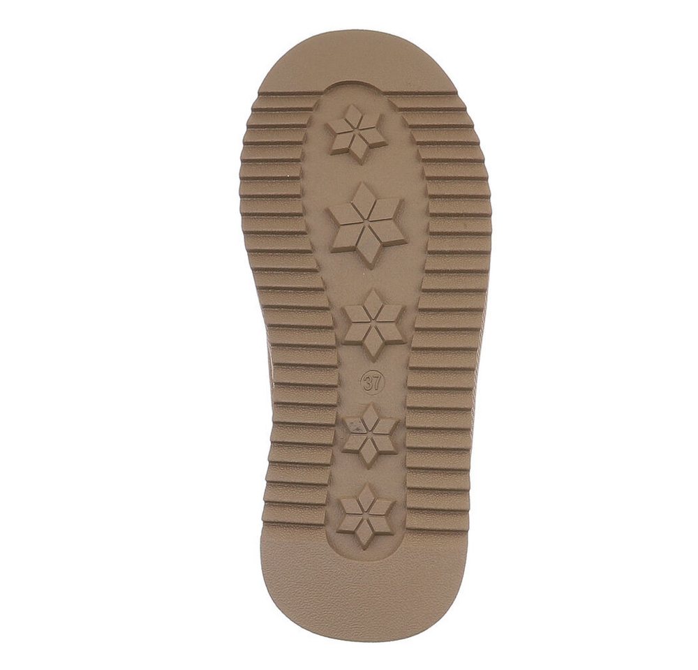 Ital-Design Echtleder Damen Slip-On Schuh mit Profilsohle für Freizeit Snowboots (92392454) Flach Flache Stiefeletten in Hellbraun Bild 2