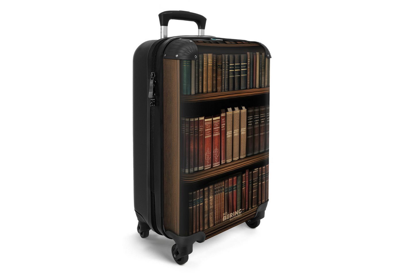 NoBoringSuitcases.com© Hartschalen-Trolley Bücherregal voller klassisch anmutender Werke 55x35x20cm, Reisetasche mit Rollen, Koffer Handgepäck Flugzeug Bild 2