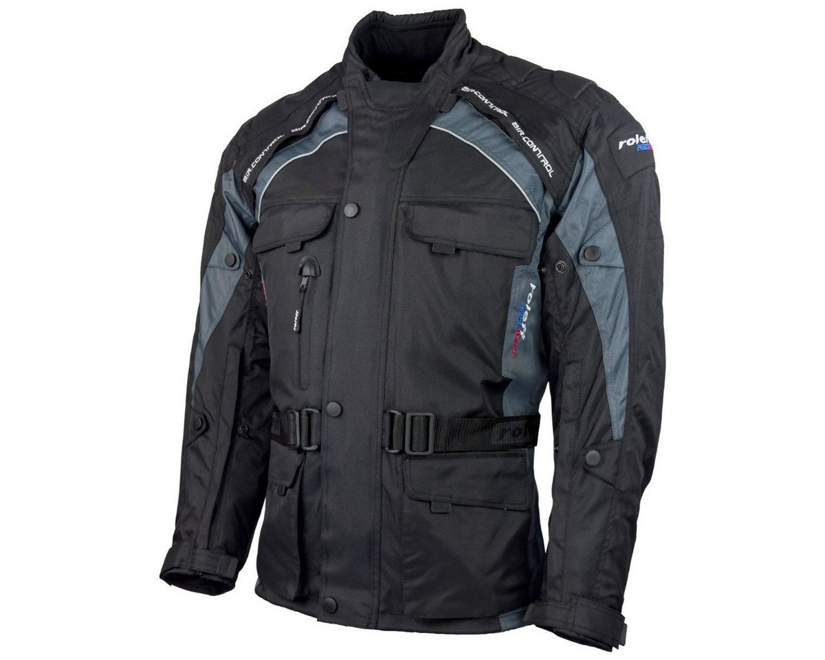 roleff Motorradjacke RO781 - Schwarz-Grau, wasserdicht, atmungsaktiv & mit Protektoren auch in großen Größen, in verschiedenen Farben erhältlich