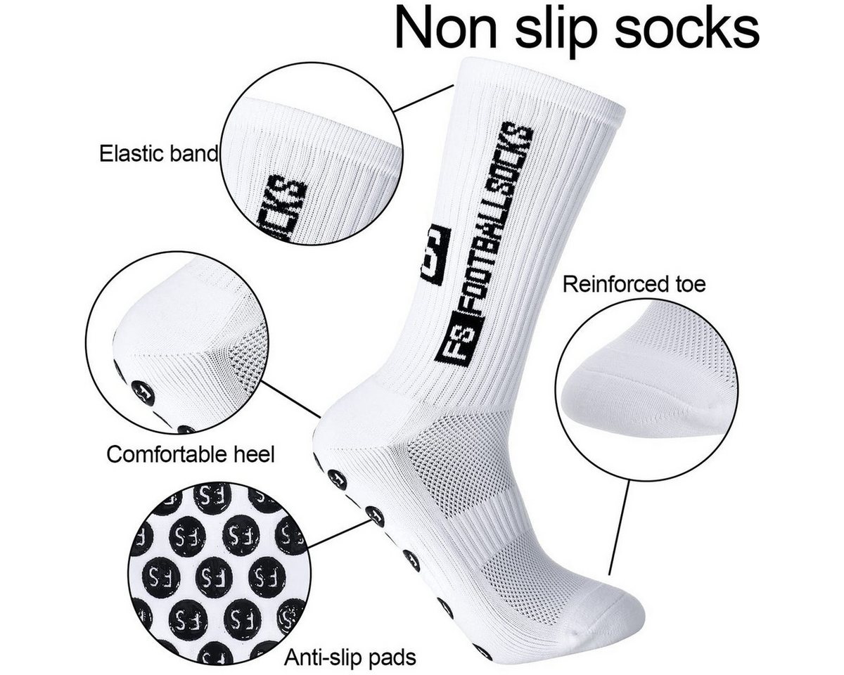 Kraftverdia Sportsocken Grip-Socken 5 Paar Anti-Rutsch Sportsocken Fußball Basketball 39-46 Bild 4