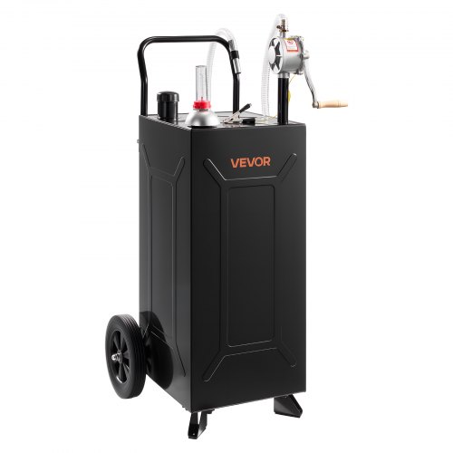 VEVOR 113,6L Kraftstofftrolley Mobile Tankanlage mit Handpumpe Schwarz, Tragbarer Kraftstofftank für Auto Rasenmäher Boot, Mit 2 Rollen & Ölstandsanzeige, Für Benzin & Diesel, Kohlenstoffstahl