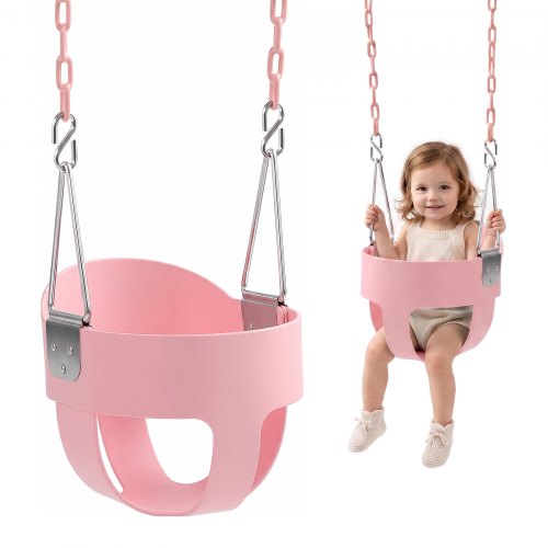 VEVOR Kinderschaukel 136 kg Schaukel Hohe Rückenlehne Vollschalensitz Pink, für Spielplätze im Garten & Indoor, Beschichtete Ketten & Karabiner, Komplett Montierter Sitz für Kinder ab 3 Jahren, CE/CPC