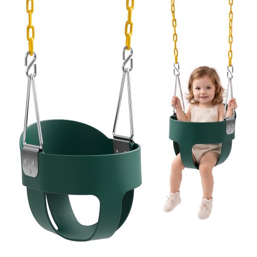 VEVOR Kinderschaukel 136 kg Schaukel Hohe Rückenlehne Vollschalensitz Grün, für Spielplätze im Garten & Indoor, Beschichtete Ketten & Karabiner, Komplett Montierter Sitz für Kinder ab 3 Jahren, CE/CPC