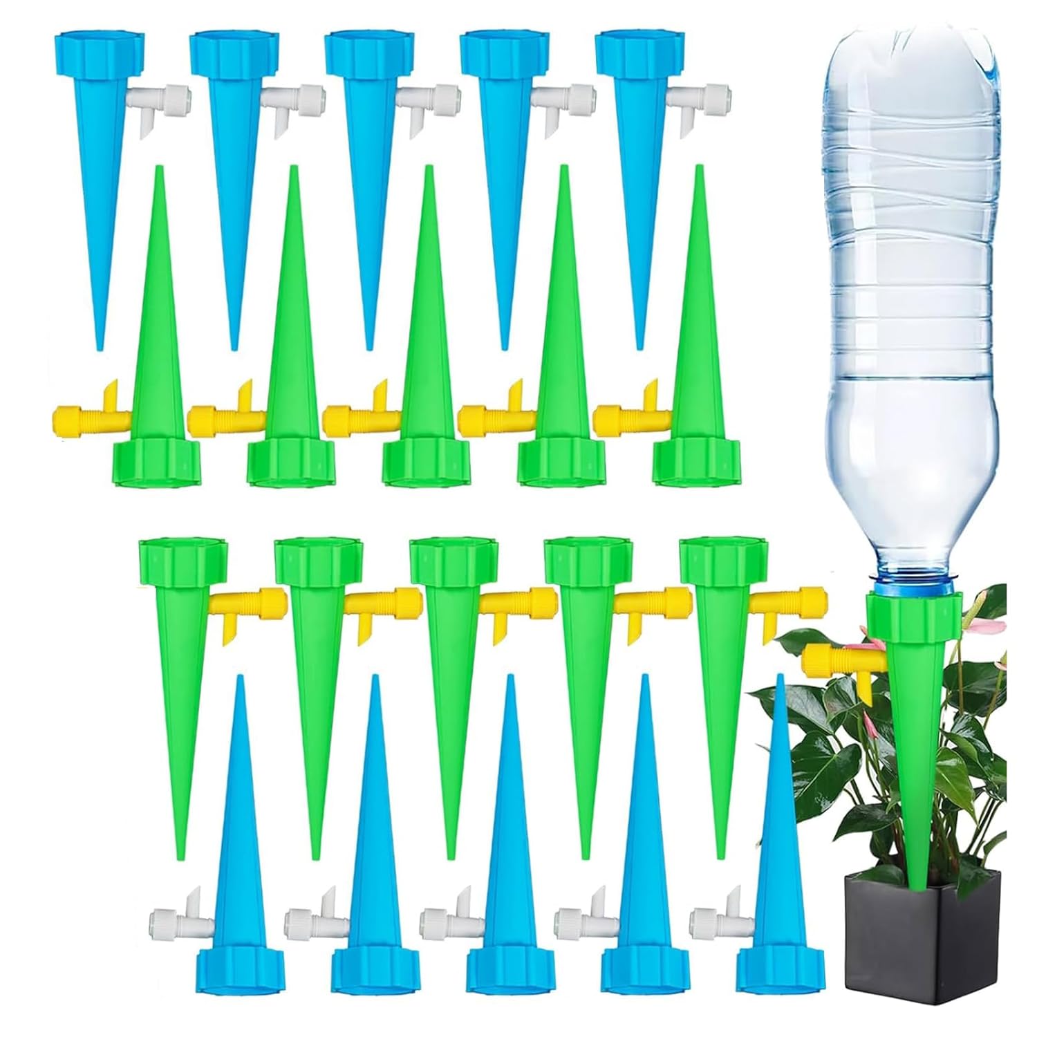 Irrigation Goutte À Goutte Kit, 20pcs Goutte À Goutte Bouteille, Arroseur Automatique Plantes Avec Vannes, Pour Jardin Maison Potager Arrosage Intérieur Extérieur