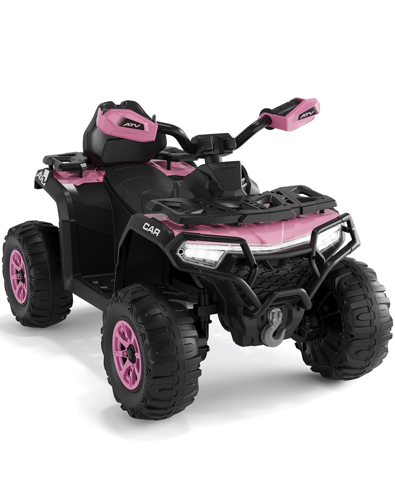 12v Elektrisches Kinder-atv – Doppelmotor, Elternfernbedienung, Led, Musik, Usb – Ab 3 Jahren – Pink