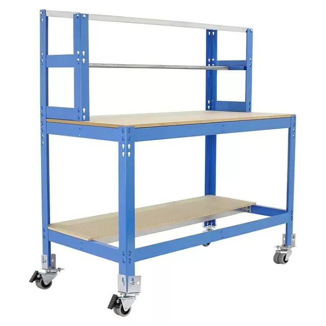 Simonrack Mobiles Arbeitstisch Blau mit Rollen