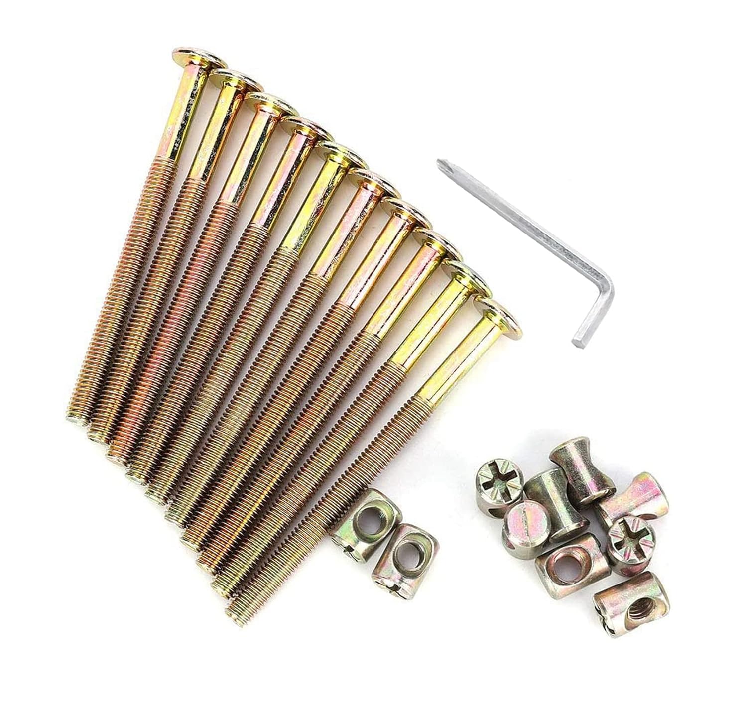 Packung Mit 10 M6x70 Mm Holzschrauben Verzinkten Bolzen Kreuzschlitzmuttern Inklusive Schraubenschlussel Fur Etagenbetten Und Mobel