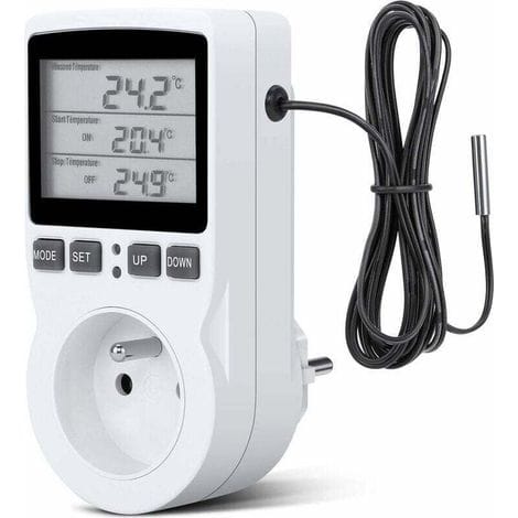 Prise Thermostat, Prise Minuteur Digital, Prise Programmable Digitale Avec Sonde, Minuterie Numérique Programmable, Prise Thermostat Chauffage Pour Serre, Aquarium