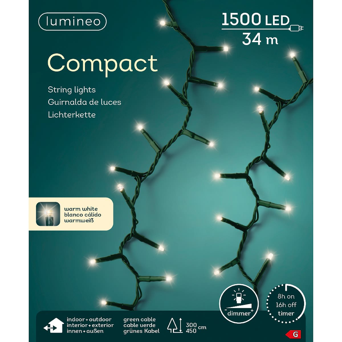 Lumineo - Led Lichterkette Compact 3400 Cm 1.500 Lichter Warmweiß