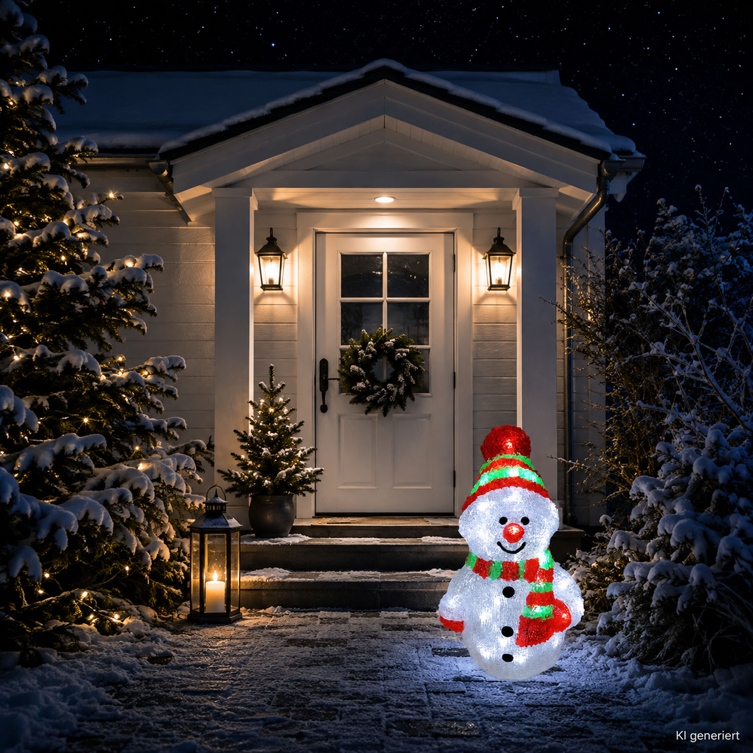 Acryl Schneemann Mit 80 Leds Kaltweiß-mlk041s-grün