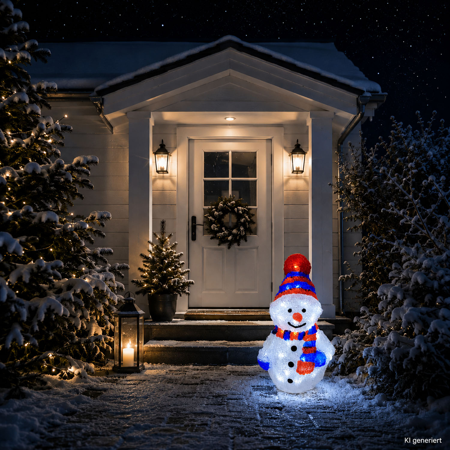 Acryl Schneemann Mit 80 Leds Kaltweiß-mlk041s-blau