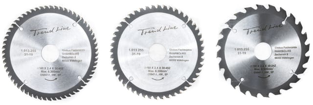Trendline - HM-Kreissägeblätter 3-teilig je 160 mm, Bohrung 30 mm, 24 48 60 Zähne