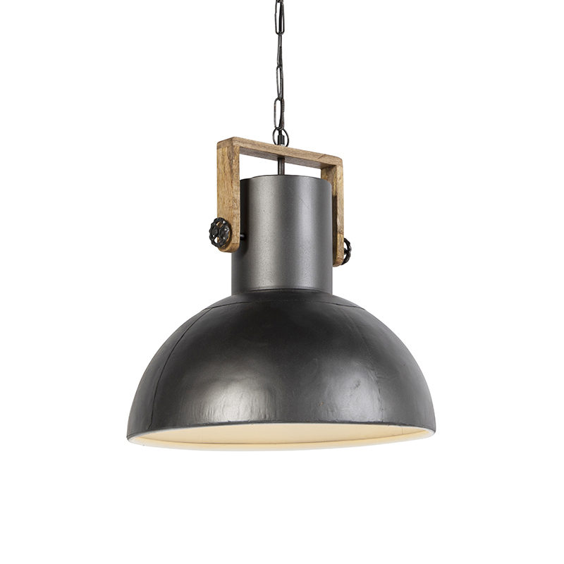 Industrielle Hängelampe Schwarz Mit Mangoholz - Mangos