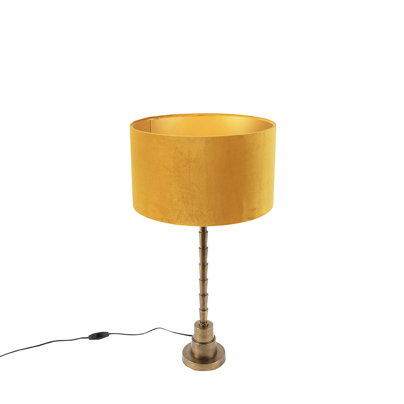 Art Deco Tischlampe Mit Veloursschirm Gelb 35 Cm - Pisos
