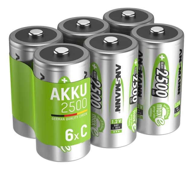 Akku c 2500mAh Baby NiMH 1,2V – 1000x wiederaufladbar (6 Stück) - Ansmann