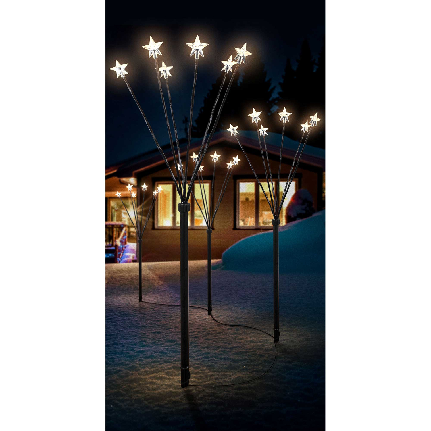 4er Set Led-gartenleuchtstäbe Mit 24 Sternen-m57986-extra