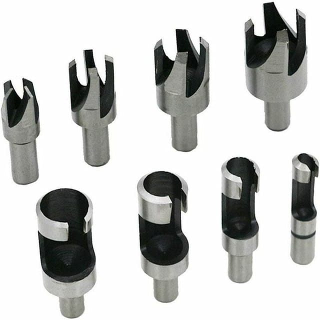 8-teiliges Holzdübelschneider-Holzschneidewerkzeug, Holzdübelschneider-Bohrer 6 mm/10 mm/13 mm/16 mm, mit Senkbohrern und Klauenbohrern