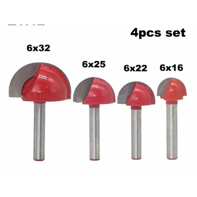 Schaftfräser-Kernkasten-Bits CNC-Rundnutfräser Holzbearbeitungswerkzeuge 16 mm/22 mm/25 mm/32 mm (4 Stück)