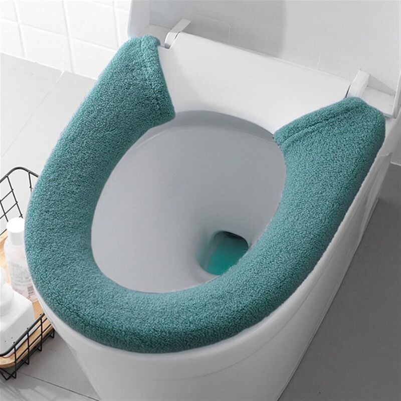 Dunkelgruner Toilettensitzbezug 75 X 165 Cm Einteilig Weich Und Dick Knopfverschluss Waschbar Wiederverwendbar Und Warm