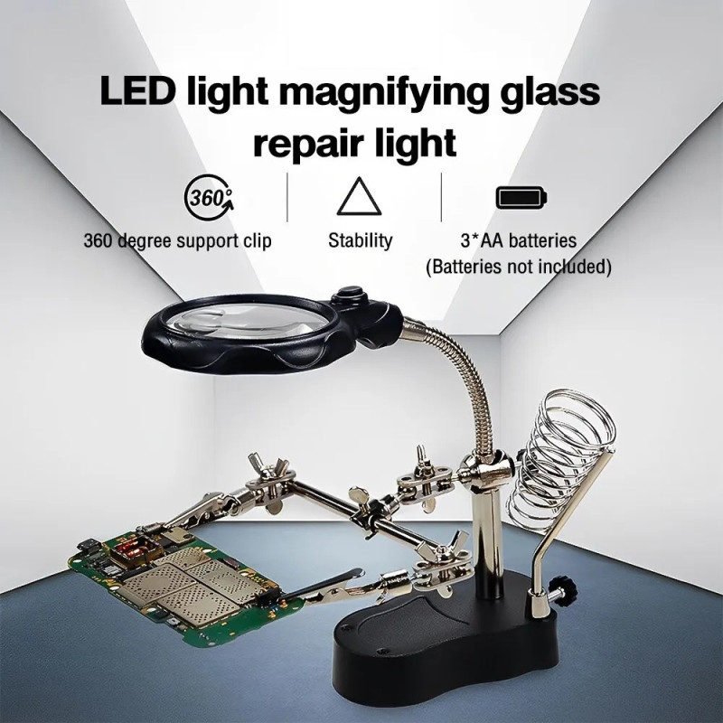 Lötkolbenhalter Mit Led-lupe Und Klemmen Zum Einfachen Löten.