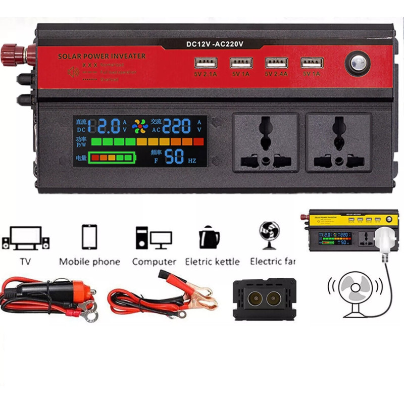 Wechselrichter/spannungswandler Mit Digitalem Display, Von 12 V Auf 220 V, 5000 W