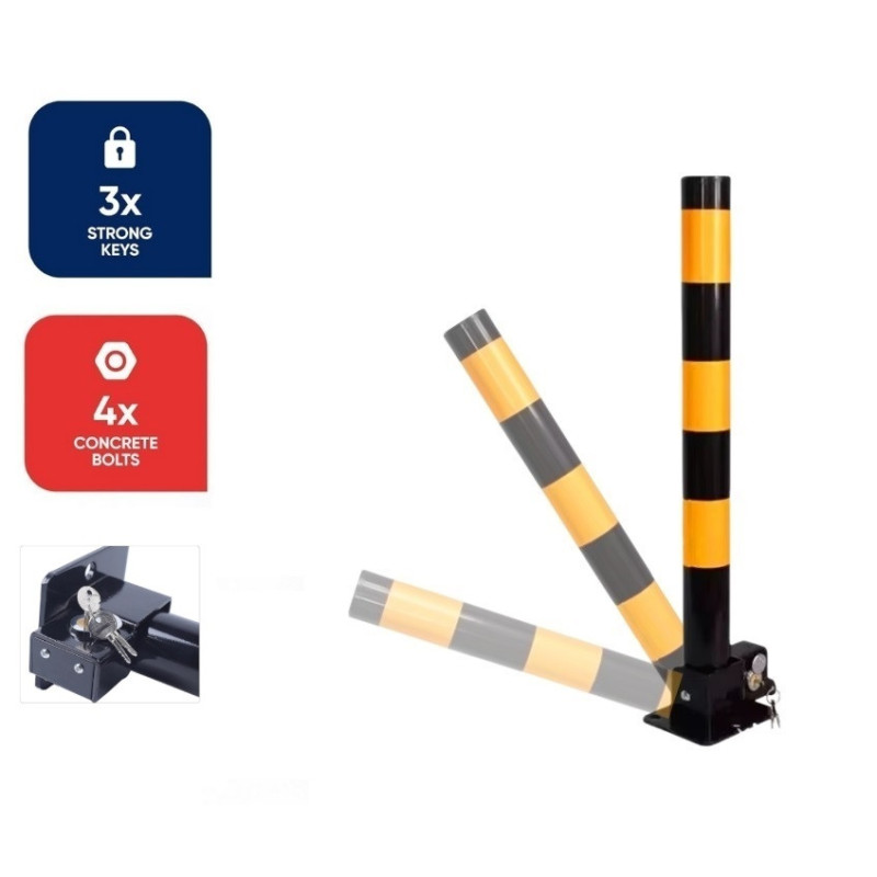 Klappbarer Stahl-absperrpfosten / Pfahl Zum Absperren Von Parkplätzen Mit Schließsystem – 60 Cm, 3 Schlüssel