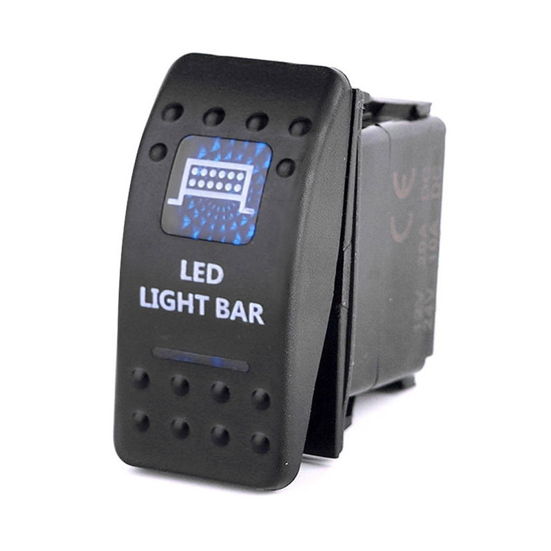 Knopf, Taste, Zum Einbau, Für Led-lightbar, Halogen-beleuchtung, 12v - 24v, Beschriftung "led Light Bar", Blaues Licht