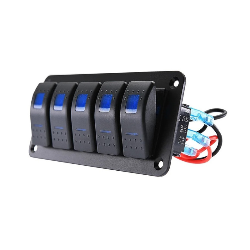 Einbaupanel Mit 5 On/off‑schaltern, Universell Für 12–24 V, Geeignet Für Led‑leuchten, Lichtbalken, Scheinwerfer, Winden Und Lam