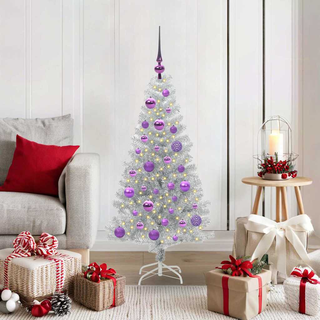 Weihnachtsbaum Mit 150 Leds Mit Ständer Silber 120 Cm Pet