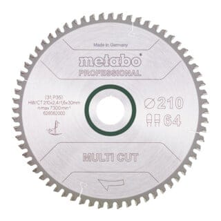Sägeblatt multi cut - professional, 210x30, Z64 fz/tz, 5°neg. - Metabo